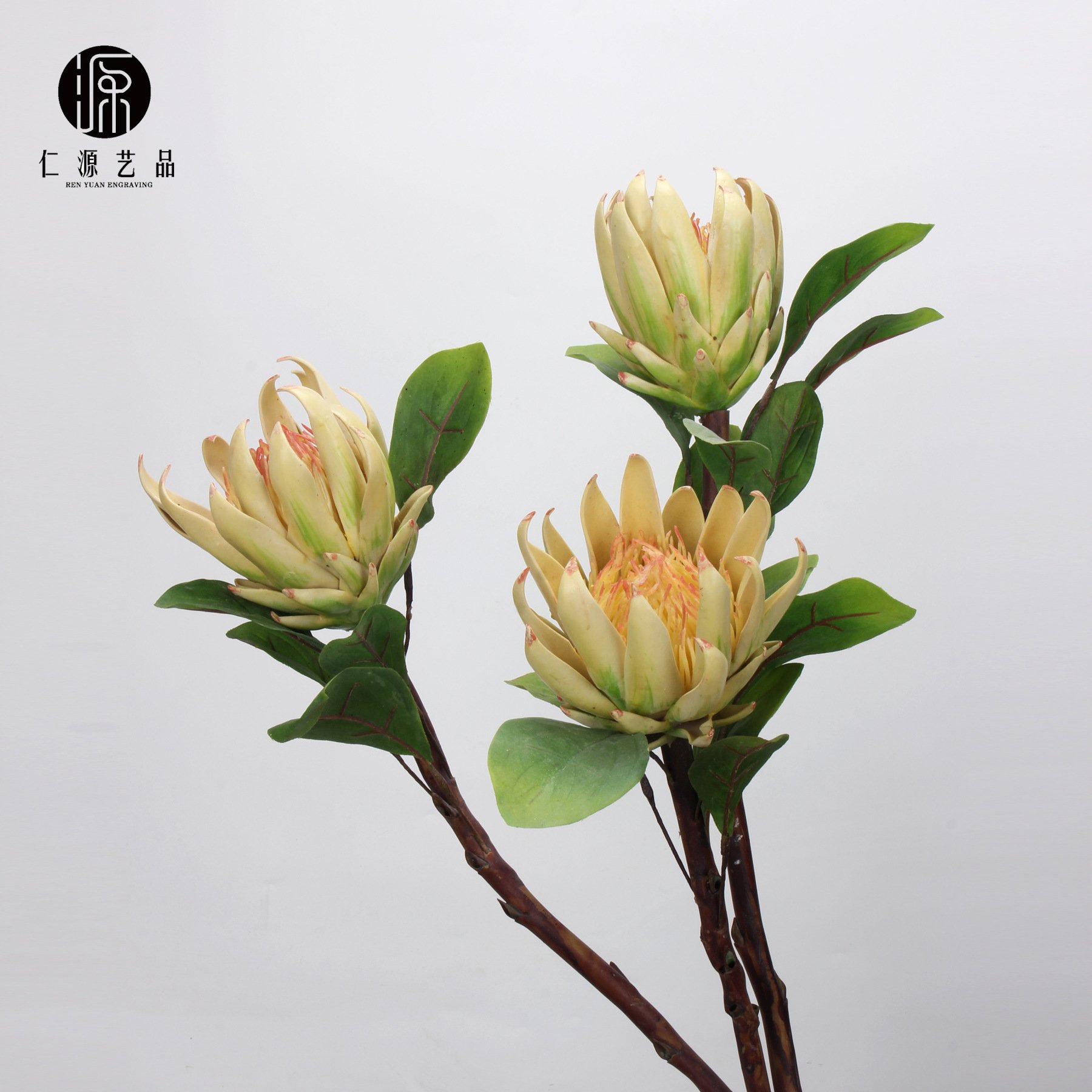 仿真帝王花大号单支软胶手感假花 美式家居客厅装饰婚庆插花配材
