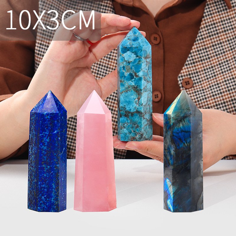 10X3cm天然水晶柱标准柱原石打磨单尖六棱柱魔棒能量石摆件