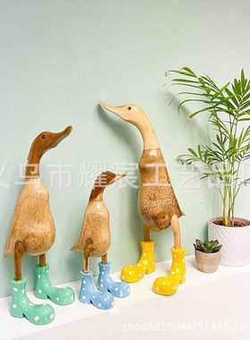 爆品新品Duck Ornament with Spotty Wellies树脂斑点雨靴鸭室内