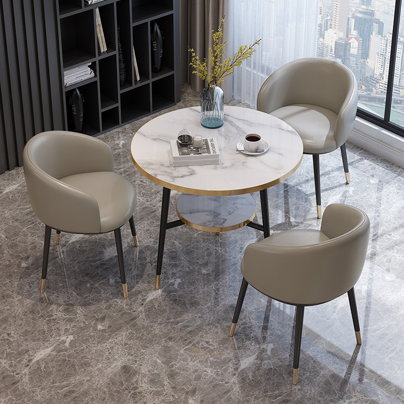 轻奢大理石洽谈h桌椅组合休息区售楼处谈判会客接待休闲简约圆餐