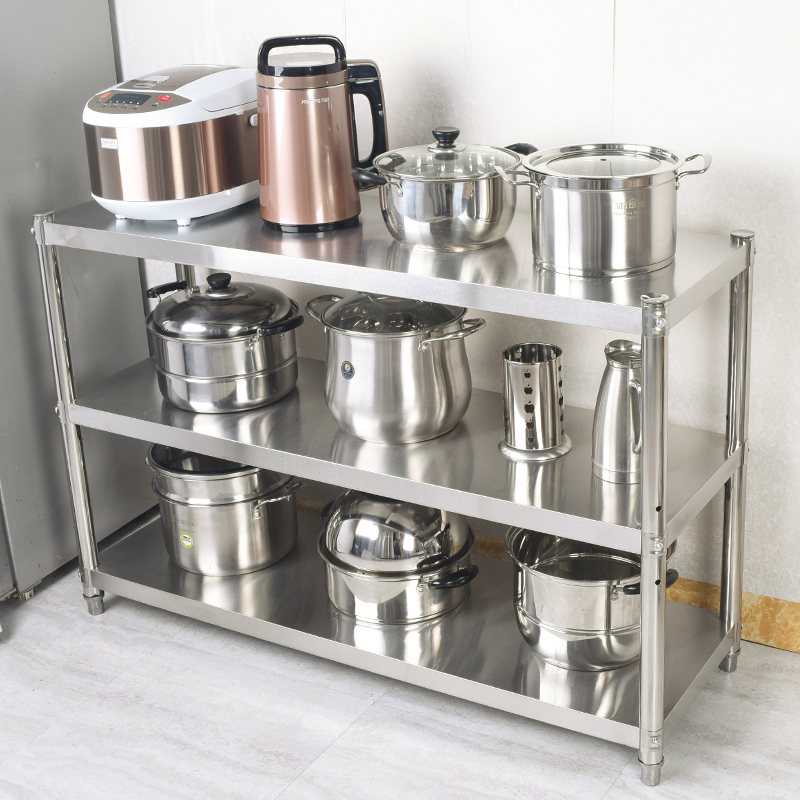 厨房不锈钢置物架多层o3层微波炉烤箱放锅架子4收纳储物架5层落地