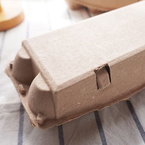 鸡蛋包装盒6/9/10枚免折叠开关E黄色篮子打包托纸浆生物可降解