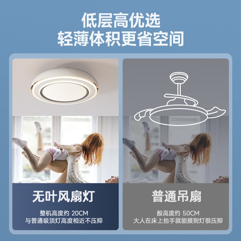 卧室风扇灯2025n新款现代简约隐形无叶电扇灯餐厅吊扇灯静音吸顶