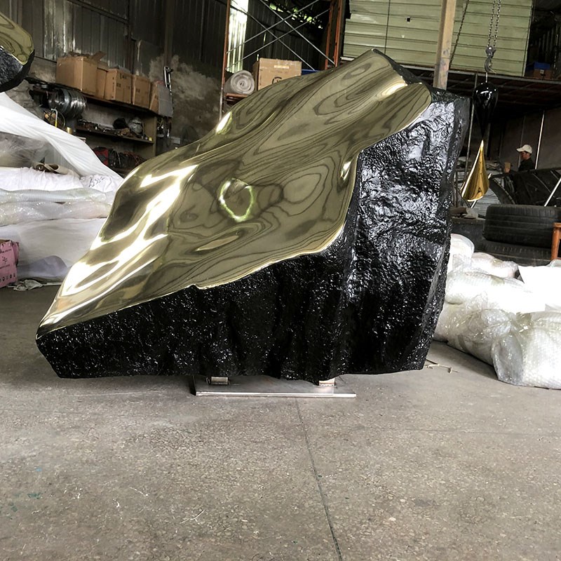 现代落地黑c金色中型玻璃钢雕塑摆件酒店大厅展示厅户外金属软装