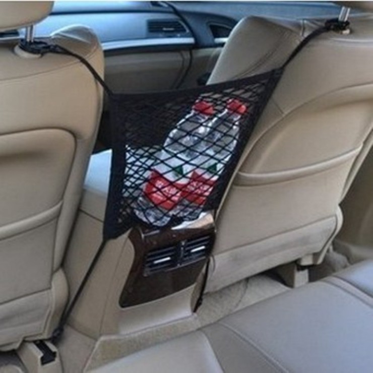 汽车椅间网两座椅之间双层储物网储物袋网兜收R纳袋置物袋椅间网