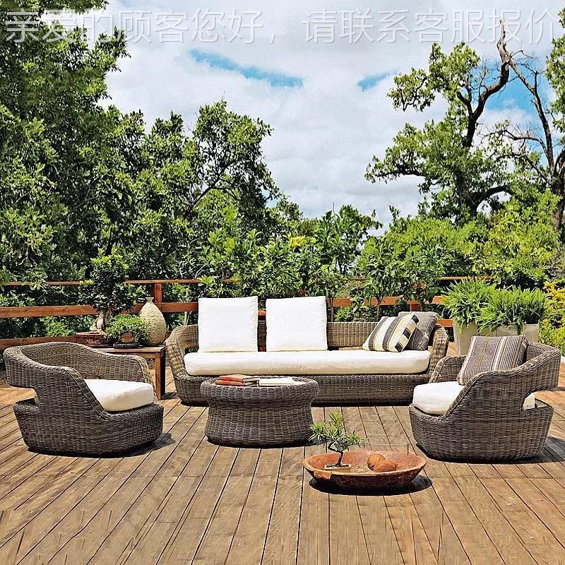 户外藤编22-7-26-椅院园别墅花休闲沙发露天露台创意沙滩藤椅加工
