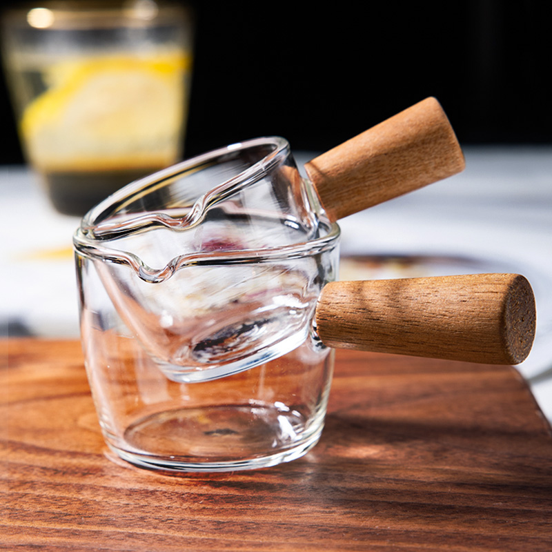 玻璃小奶盅迷你牛奶壶日式咖啡加C奶杯带木柄尖嘴小奶罐牛排酱汁