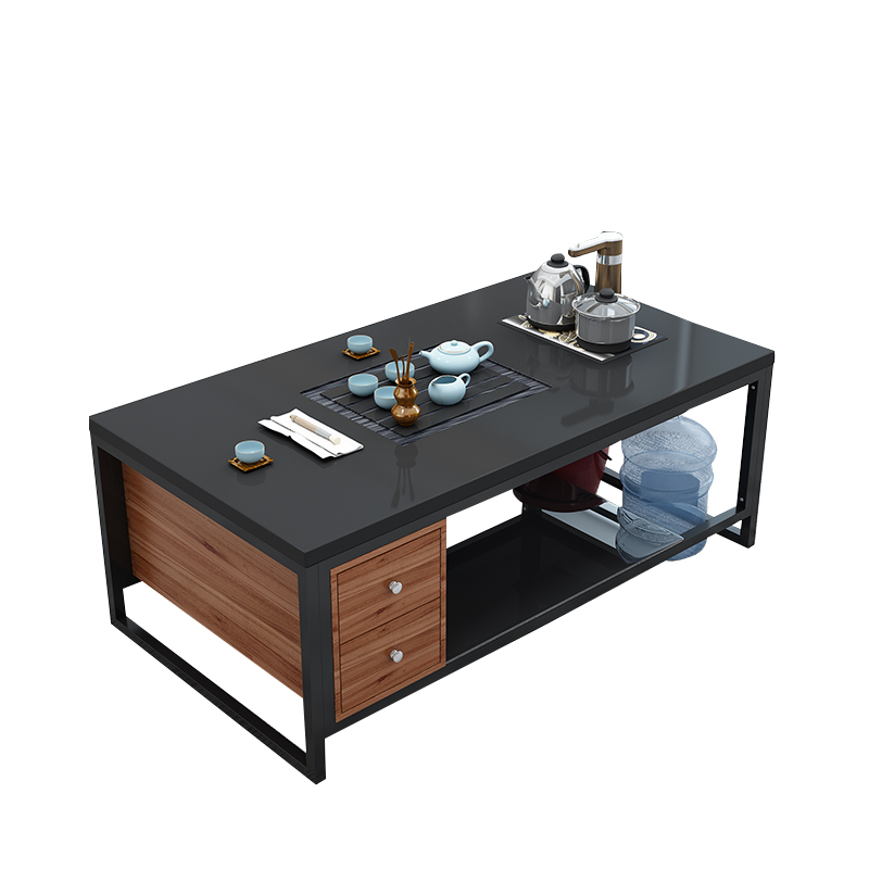 钢化玻璃功夫茶几简约现代家用小户型岩板茶桌R泡茶带电磁炉组合