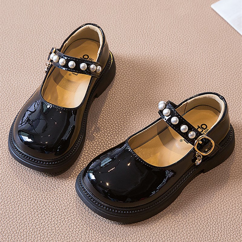 女童皮鞋黑色2025春秋单鞋英伦礼仪演H出小女孩真皮软底儿童公主