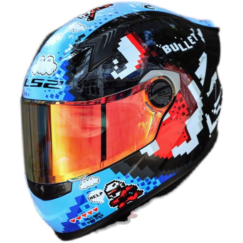 LS2摩托d头盔大尾翼防雾赛车男女四季通用3C通勤机车夏季全盔FF30