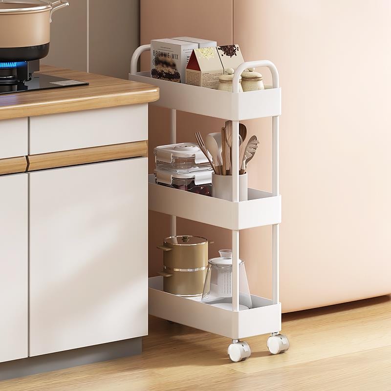 碳钢金属烤漆窄缝置物架冰箱缝隙架13CM卧室小推车厨房夹缝收纳层