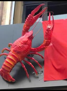 现货玻璃纤维卡通小龙虾雕塑迎宾龙虾螃蟹模型彷真龙虾螃蟹门店摆