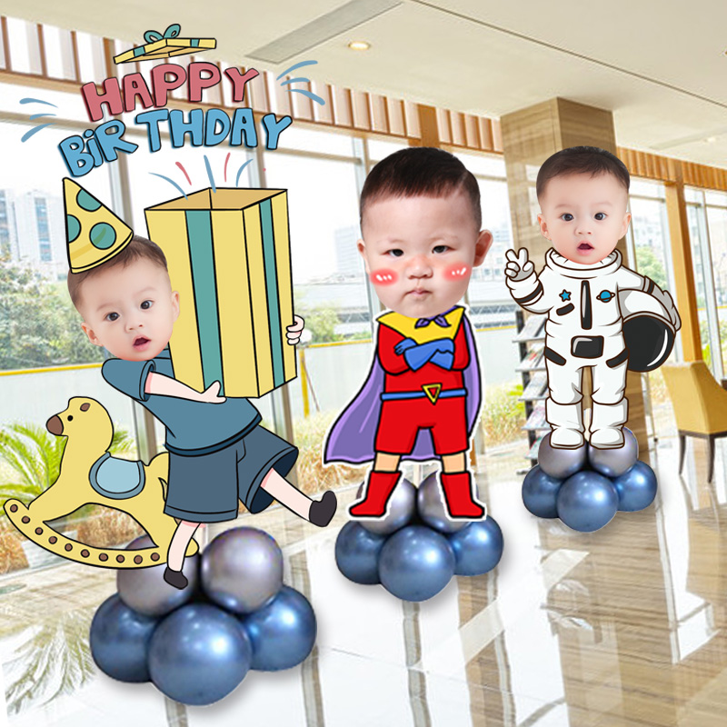 宝宝1周岁100天满月生日酒店餐厅人形指示牌迎宾牌路引卡通kt板定