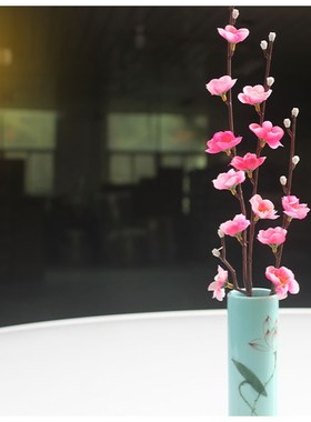 创意家居办公电脑桌青瓷花瓶插梅花艺术窗台玄关儿童房床头柜摆件