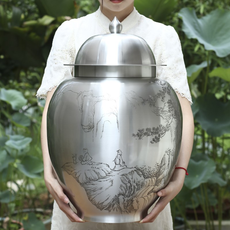 匠之源锡罐茶叶罐纯锡大号个旧锡器3000克5000克大储茶罐茶叶筒