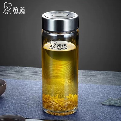 希诺单层玻璃杯加厚商务车载水杯便携泡茶杯耐热防爆随手杯XN6016