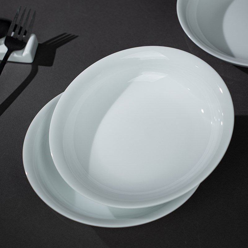 云遇川纯白碟景德镇陶瓷餐具高白瓷盘菜盘汤盘深盘饭盘圆形盘家用