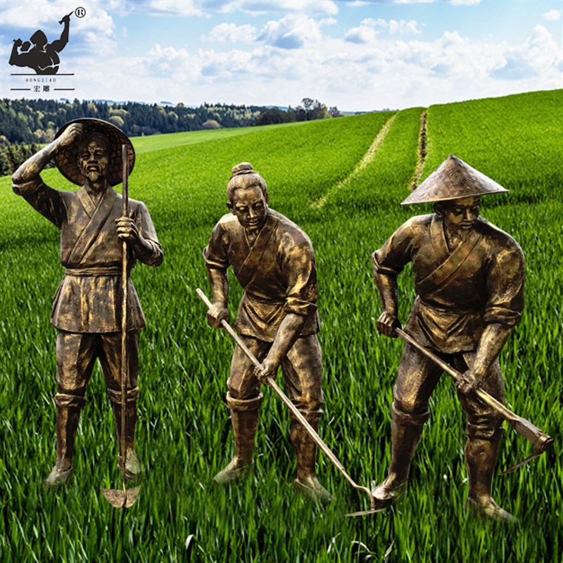 玻璃钢仿铜农耕牛拉犁雕塑户外新农村园林景观大型铸铜人物定制