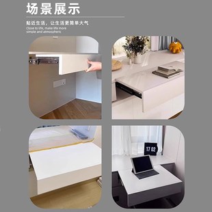 隐形上升抽拉桌五金延长书台滑轨桌面隐藏飘窗跳台折叠桌导轨配件