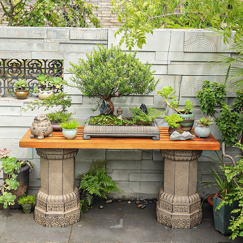 中式花园庭院仿古石墩摆件户外造景家居复古装饰展示柱实木花架,家居饰品,户外/庭院摆件,淘宝优惠券,粉丝福利购,淘宝优惠卷