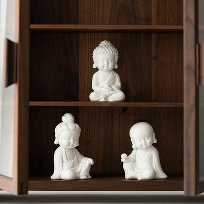 久造 禅意大日如来佛系小摆件 家居陶瓷佛像保平安车载茶宠装饰品