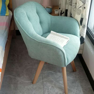 电脑椅家用旋转沙发凳简约北欧布艺实木学习椅舒适书桌椅接待椅子