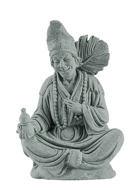 青砂石活佛济公实心禅意人物摆件桌面玄关鱼缸造景送亲朋长辈好礼