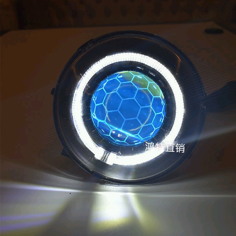 鸿特直销小龟王大灯总成改装Led双光透镜氙气灯强光天使眼恶魔