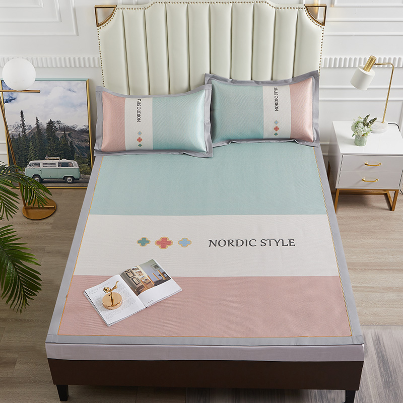 冰丝凉席夏季三件套可水洗折叠冬夏两用夏天家用空调席软席子单人