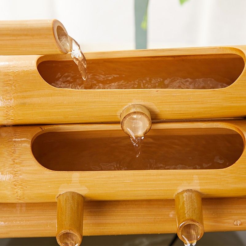 竹子流水器循环别墅庭院造景招财摆件陶瓷石槽鱼缸水池加湿过滤器