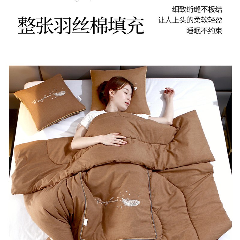 2024新款细棉麻抱枕被子两用办公室午休枕头二合一车载靠枕空调被