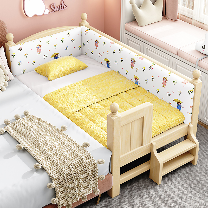 实木儿童a床带护栏男孩女孩定制宝宝婴儿小床加宽大床拼接床边神