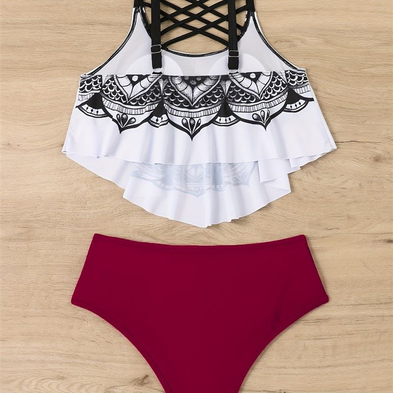 欧美泳衣2024新款时尚性感情趣系绳链条比基尼泳装两件套外贸