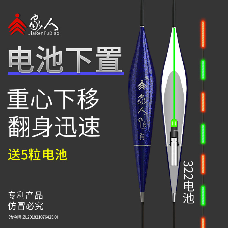 家人2021新款夜光鱼漂高灵敏加粗醒目电子漂鲫鱼大物日夜两用浮漂