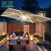 莫家户外太阳能遮阳伞LED带灯3乘4大伞3.5米庭院别墅抗风罗马伞