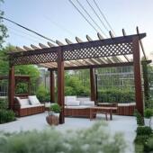 碳化防腐木葡萄架户外凉亭长廊庭院实木板材花架花园爬藤架子阳台