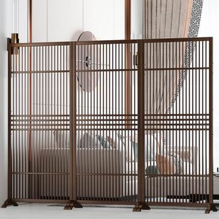 新中式 入户办公室实木进门遮挡座屏 玄关屏风隔断客厅格栅装 饰日式