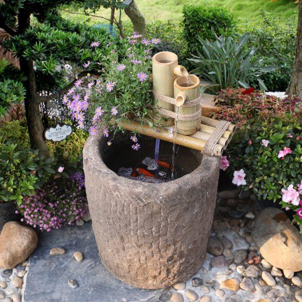 水磨坊创意中式原竹竖槽循环流水摆件 花园 庭院造景鱼缸装饰摆件,家居饰品,户外/庭院摆件,淘宝优惠券,粉丝福利购,淘宝优惠卷