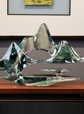 2024新款新中式轻奢山水摆件客厅玄关电视柜高端大气装饰乔迁送礼