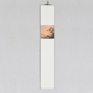 新中式客厅画 宋代禅意马麟长松山水图 茶室留白卷轴画玄关挂画