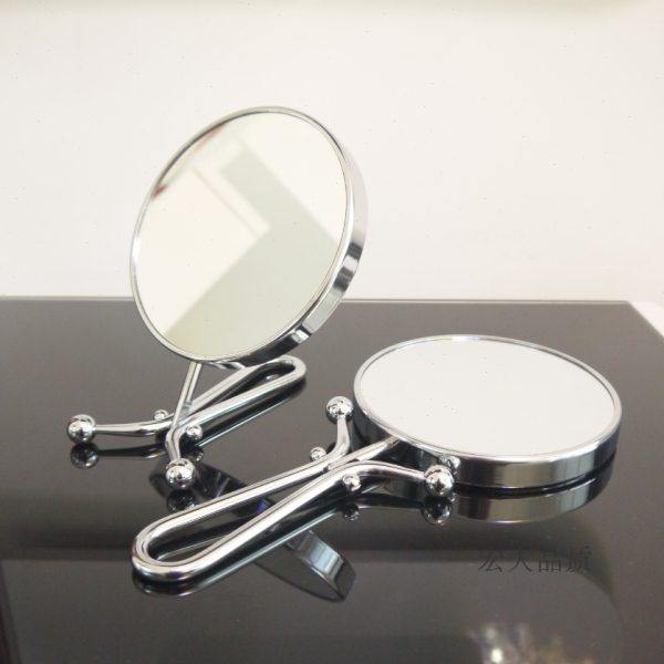 15CM双面手柄镜子台式折叠镜高级便携梳妆镜随身旅行化妆镜