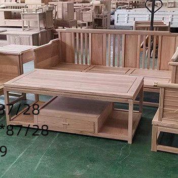 北榆木新中式沙发白茬全实木组合整装拆装白胚坯现代简约转角客厅