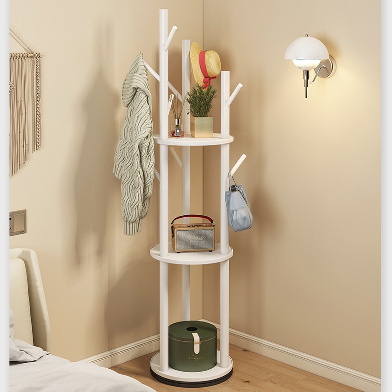 实木衣帽架落地卧室挂衣架衣物置物架子客厅进门家用室内旋转挂架