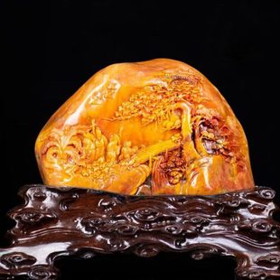 福建寿山石田黄石松山聚圣贤画室摆设家居客厅装 饰品乔迁工艺品