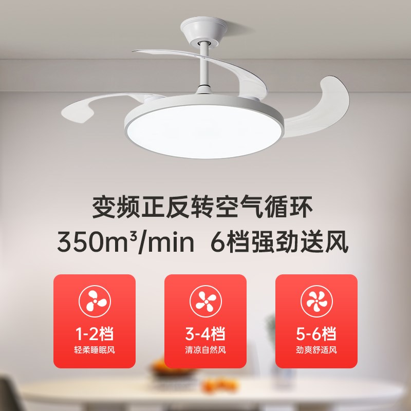 风扇灯2a024新款全光谱护眼餐厅隐形吊扇灯家用超薄静音电扇吊灯