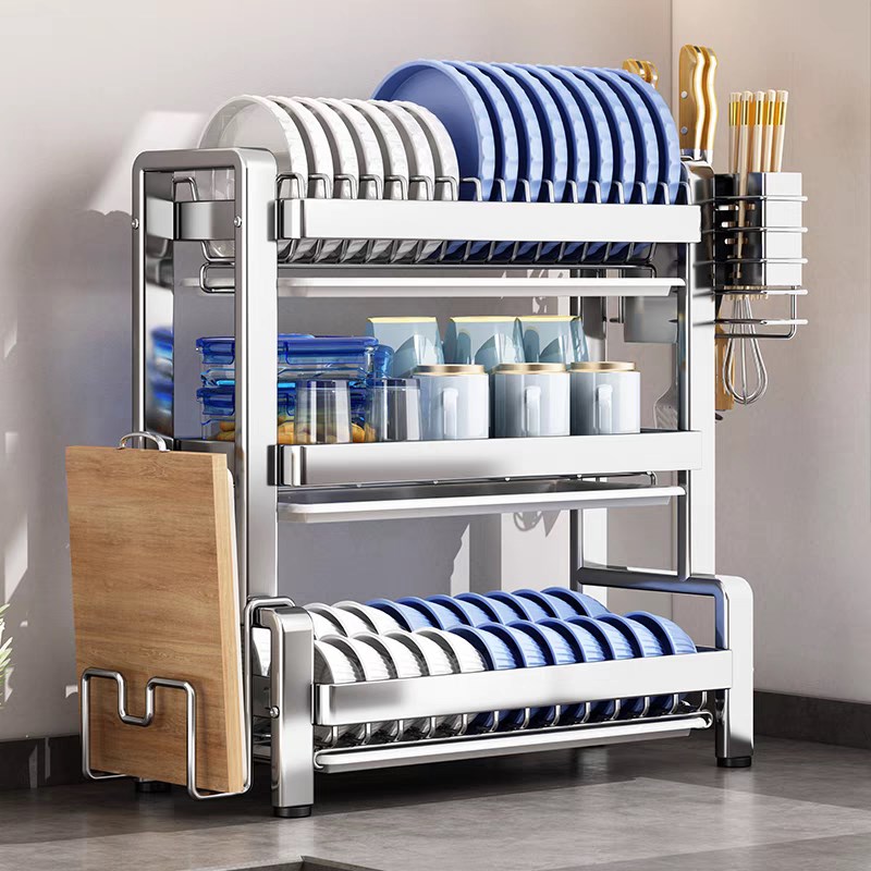 304不锈钢碗碟收纳架沥水碗架多功能放碗碟子盘子厨房Y置物架碗柜