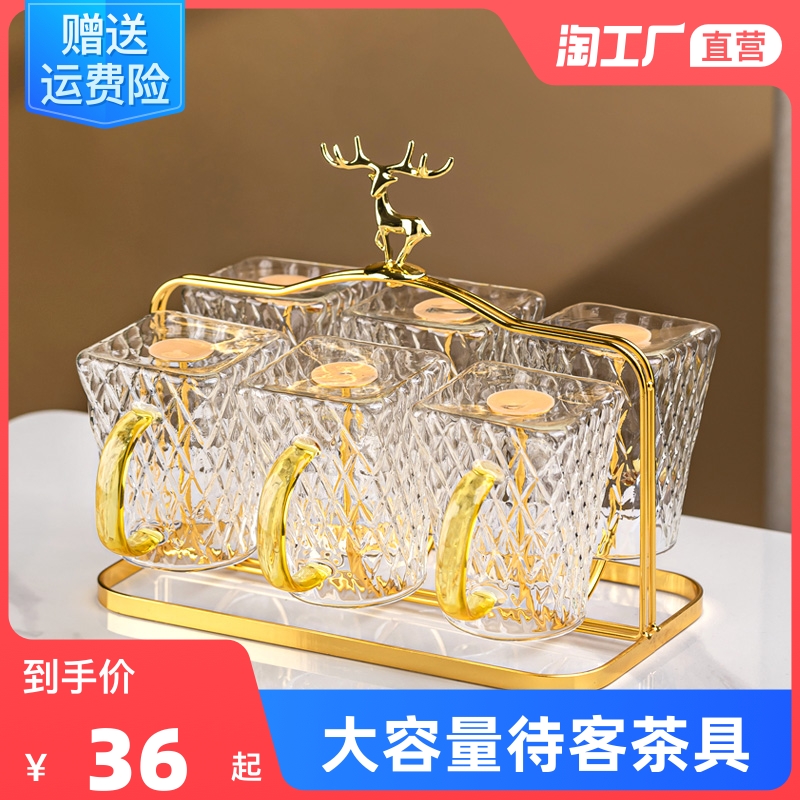 家用玻璃杯耐热水杯家p用水具喝水杯子冷水壶大容量待客茶具嘟嘟