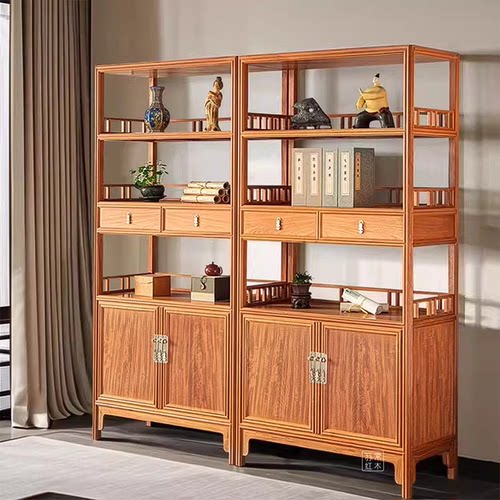 明式缅甸花梨大果紫檀书架