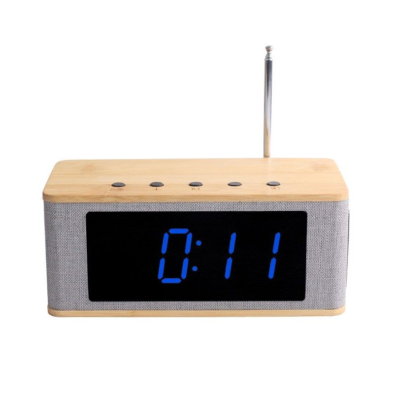 新款便携式收音机蓝牙音响闹钟 夜光静音多功能创意led电子钟时钟
