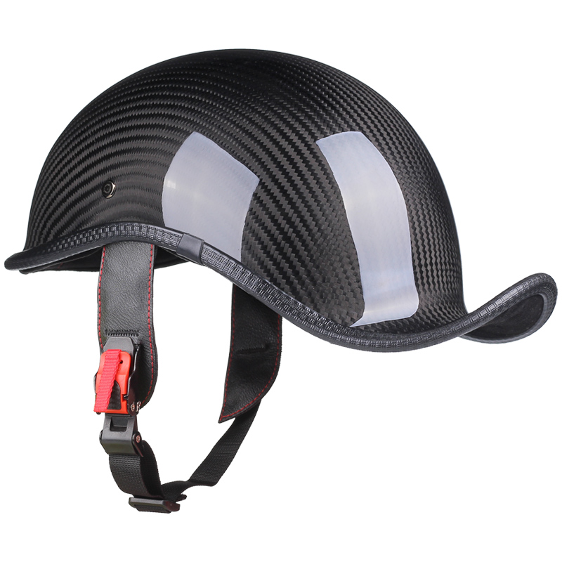 碳纤维日式复古摩托车头盔t哈雷电动车半盔男女翘尾瓜皮水瓢盔夏